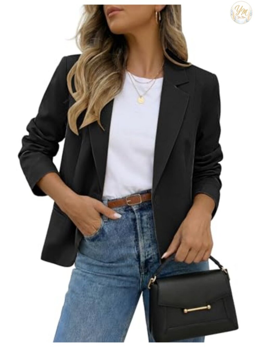 Women's Business Casual Blazer Suit Jacket Long Sleeve Notch Collar Fully Lined